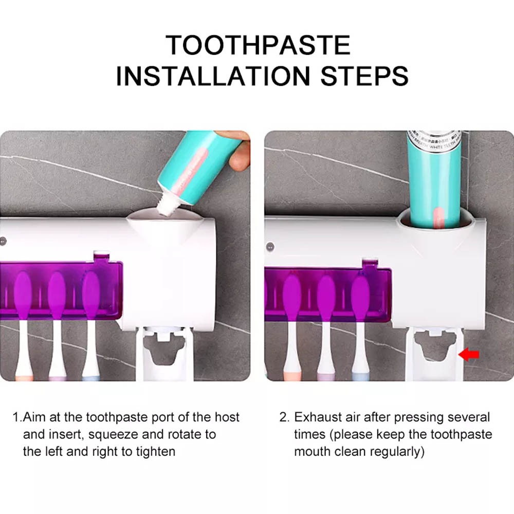 Tempat Sikat Gigi &amp; Dispenser Odol Alat pintar sterilisasi sikat gigi - Tempat Sikat Gigi &amp; Dispenser Odol Anti Bakteri Disinfeksi UV Light RANDOM