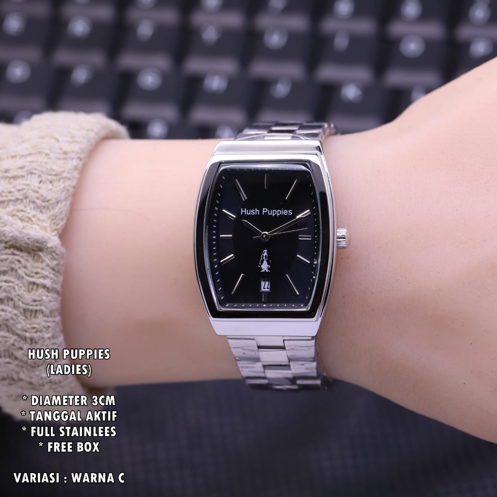 JAM TANGAN WANITA HUSH PUPPIES RANTAI BODY OVAL TANGGAL AKTIF