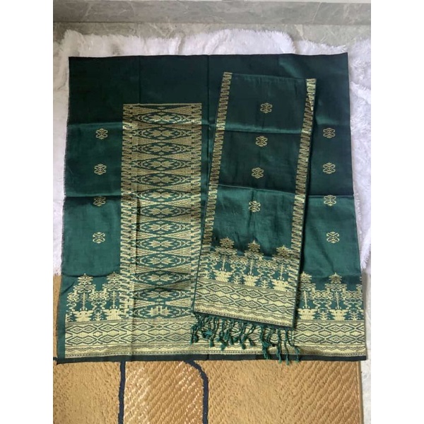 Songket Silungkang  , Padang Sumbar warna hijau botol
