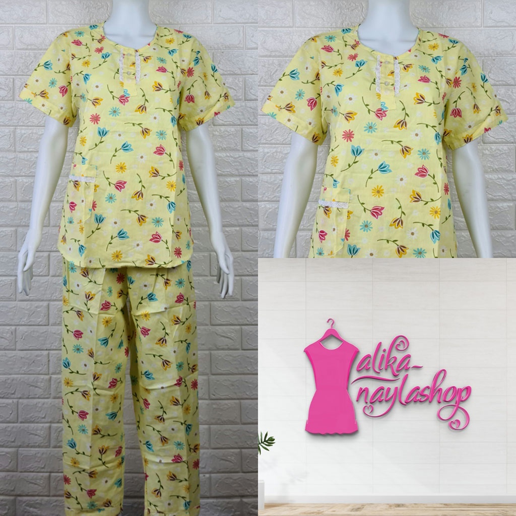 PIYAMA KATUN | HOKI & SHEILA STANDAR | LEBEL ORANGE | BAJU TIDUR | WANITA DEWASA-KODE   R3
