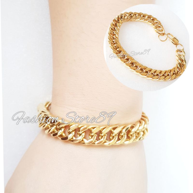 Gelang Rantai Kait titanium impor Fashion Pria wanita titanium antikarat premium bestseller