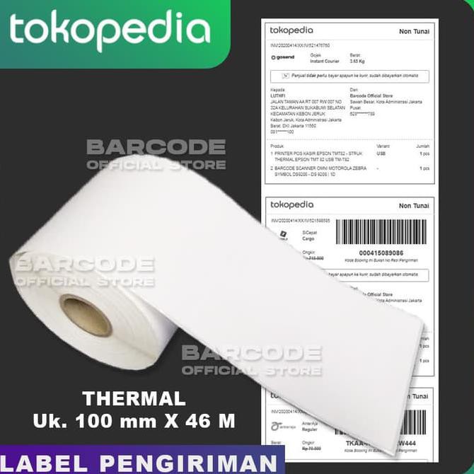 

Buruan Serbu] Label Sticker 100X46M Meter Barcode Printer Thermal 100Mm Continues