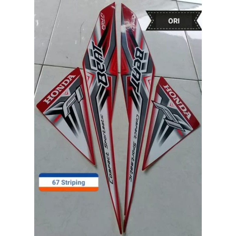 Striping Stiker Motor Honda Beat Fi 2015 Merah Original