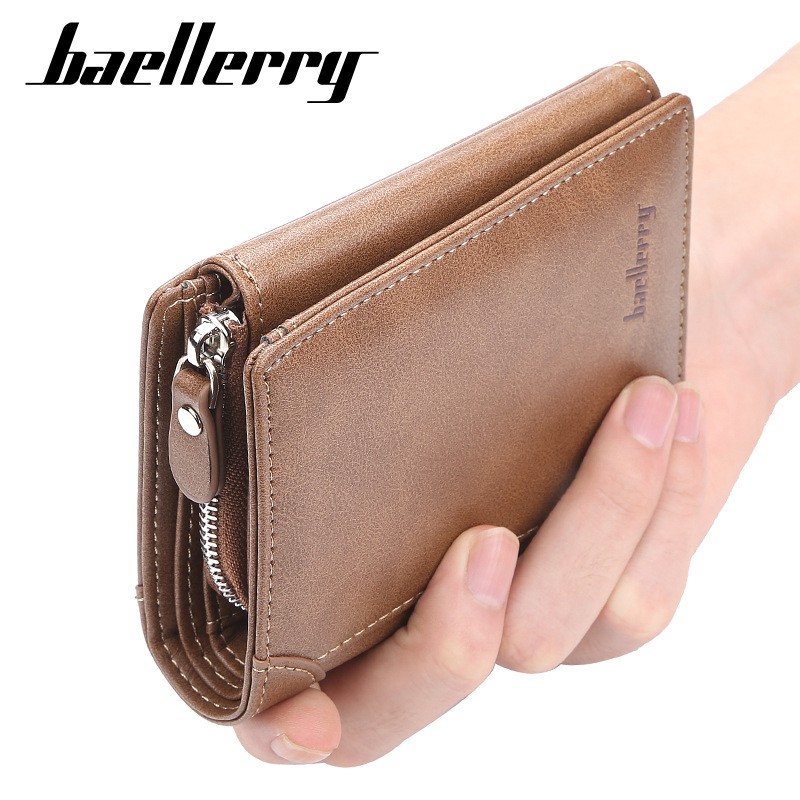 BAELLERRY DOMPET PRIA WANITA RITSLETING BAHAN SEMI KULIT DENGAN TEMPAT KOIN ZIPPER D1307