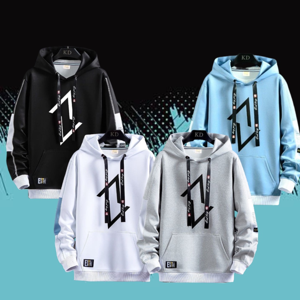 Jual Hoodie Murah Hoodie Tebal Pria Bahan Fleece Warna Biru Langit