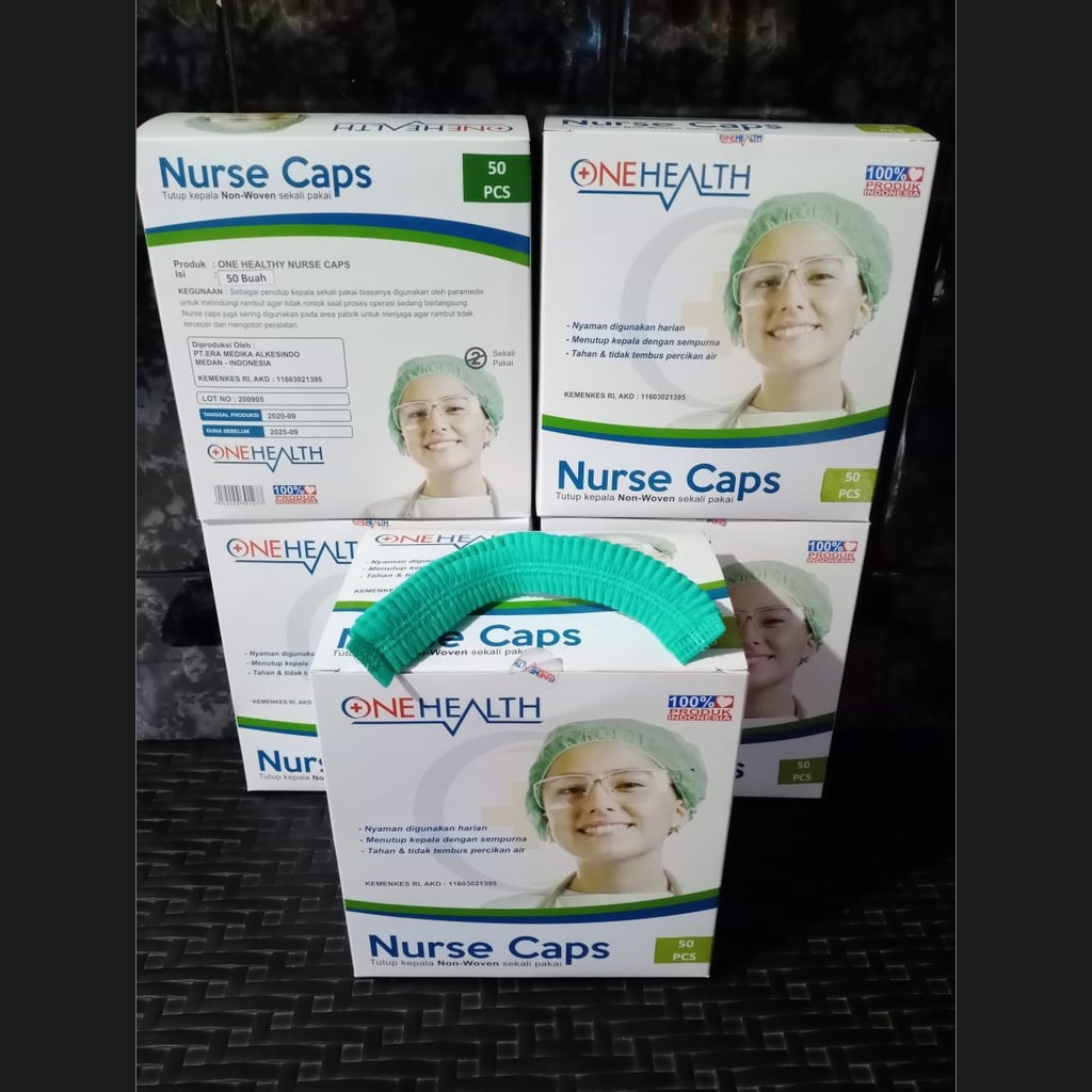 OneHealth Nurse Cap isi 100pcs -Topi Perawat Pelindung Kepala Hair Mob