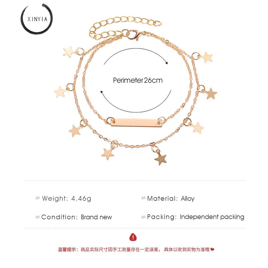 Perhiasan Kaki Wanita Sederhana Dua Sisi Bintang Gelang Kaki Lima