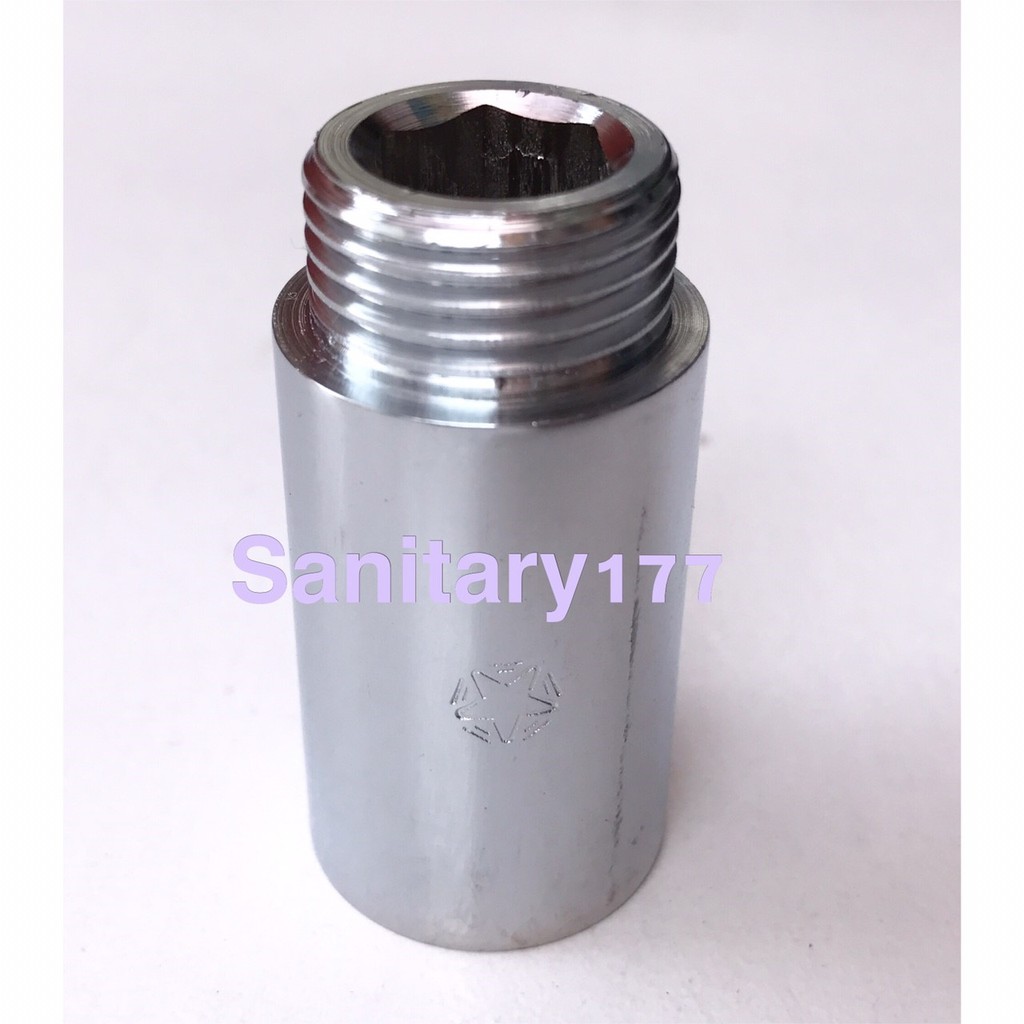 Sok kran panjang 5 cm 1/2 inch - fitting pipa stainless stenlis sambungan pipa sock kran nepel sokran tebal spare part pipe /X20