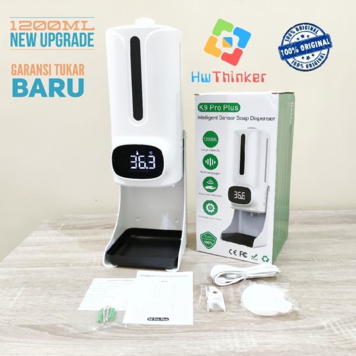 K9 Pro Plus 2 in 1 Thermometer Infrared termometer otomatis dispenser