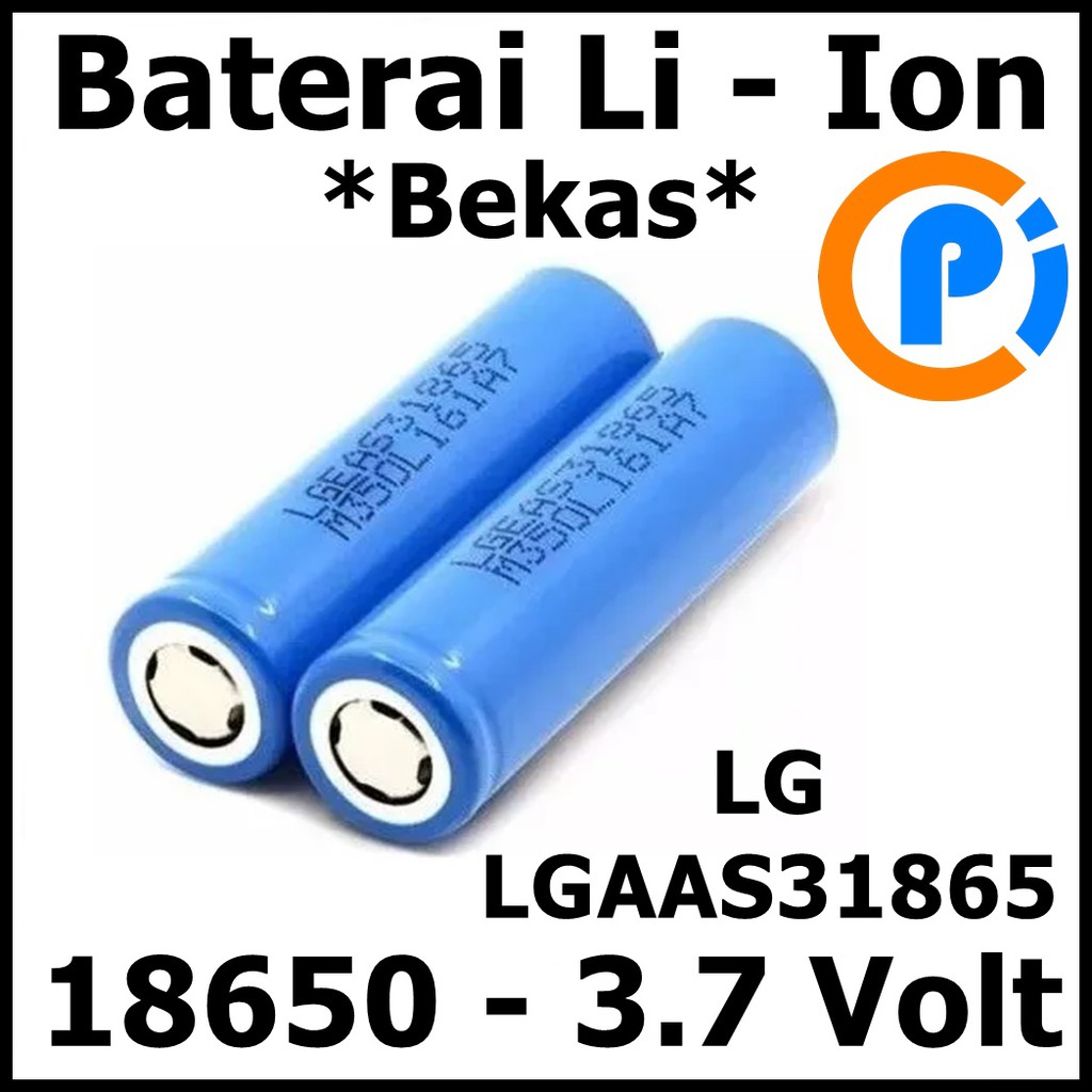 LG Baterai Li Ion 18650 3.7 Volt 2200mAh Bekas Baterai Laptop Type LGAAS31865