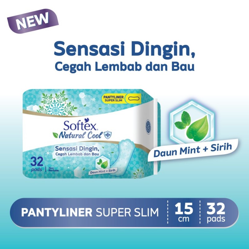 Softex Natural Cool Panty Liner Pembalut Wanita 15 cm - 32 s