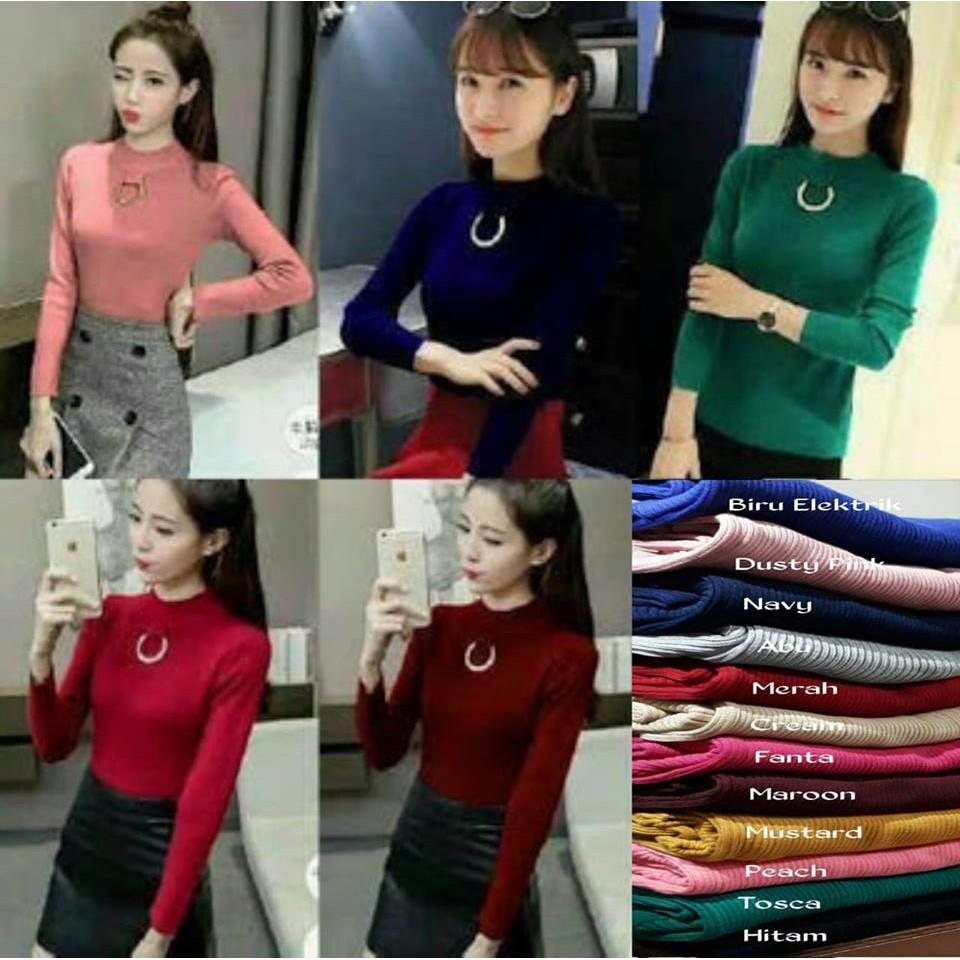 TokoMilkan - Atasan Rajut Wanita Press Body RING KNIT PREMIUM