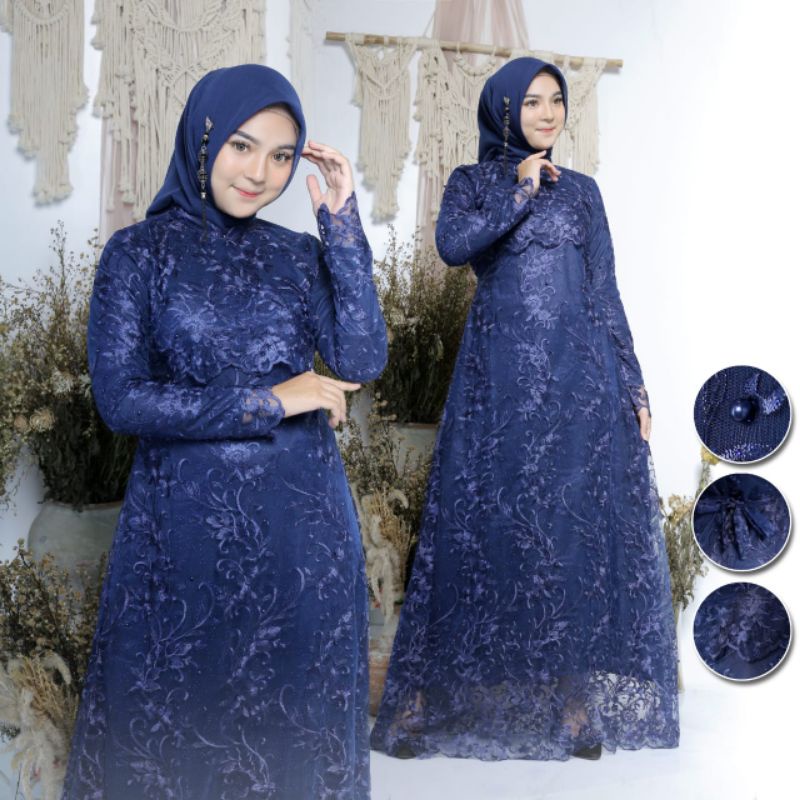 IndahKebaya | GAMIS LEBARAN / KEBAYA GAMIS SEKAR TILLE / DRESS MUSLIMAH TERBARU / GAMIS PESTA JUMBO