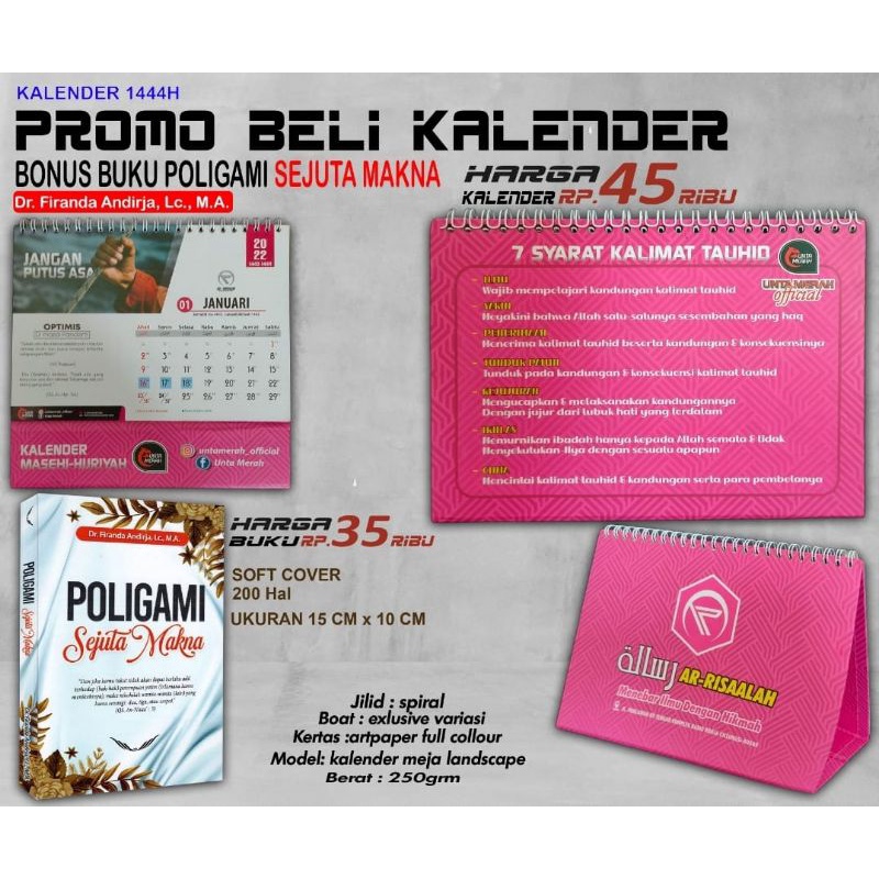 

kalender Meja bonus buku ust. firanda
