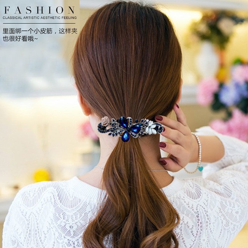 jepit rambut wanita elegan otomatis motif korea terbaru zirkon kombinasi mata kucing original import JO06#