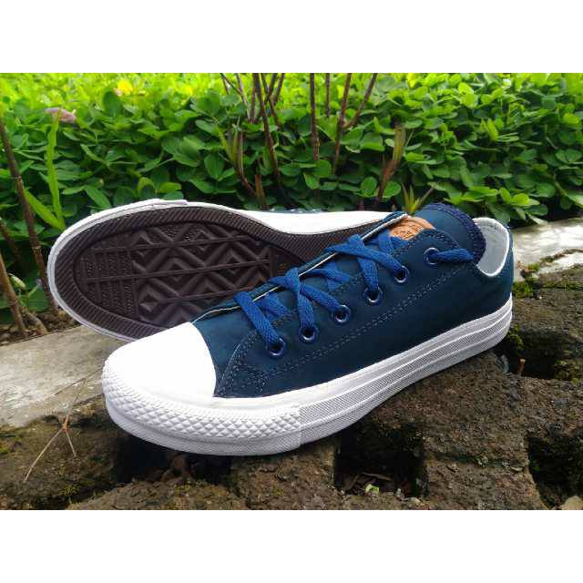 Sepatu Converse PU Leather Navy Kulit Sintetis