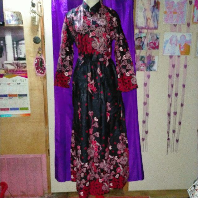 Batik Couple Keluarga Sania Ruffle Ori Ndoro Jowi Dnt Motif Sakura Merah Termurah