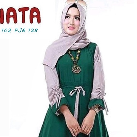 Maxi RENATA Gamis Syari Tanpa Hijab-HIJAU BOTLE