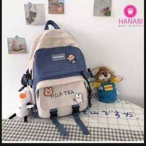 HANABI - Tas ransel sekolah MILK TEA INCLUDE PATCH / BROS Tas kekinian tas casual