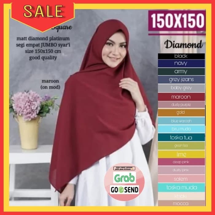 hijab segiempat jilbab segi empat syari jumbo kerudung 150 x 150