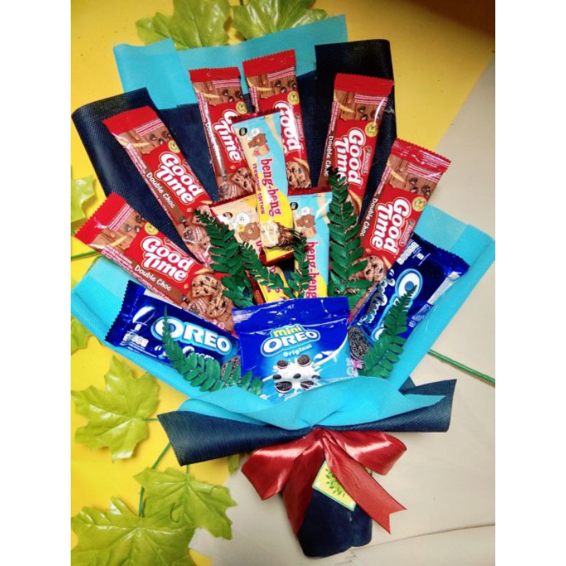 Buket Snack, Buket Cokelat, Buket Makanan, Buket Wisuda, Hadiah Ultah Tahun