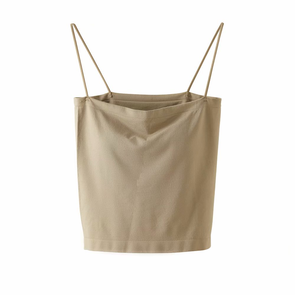 BATAMMODE Tank top Basic Wanita Square spaghetti Crop top-Hijau