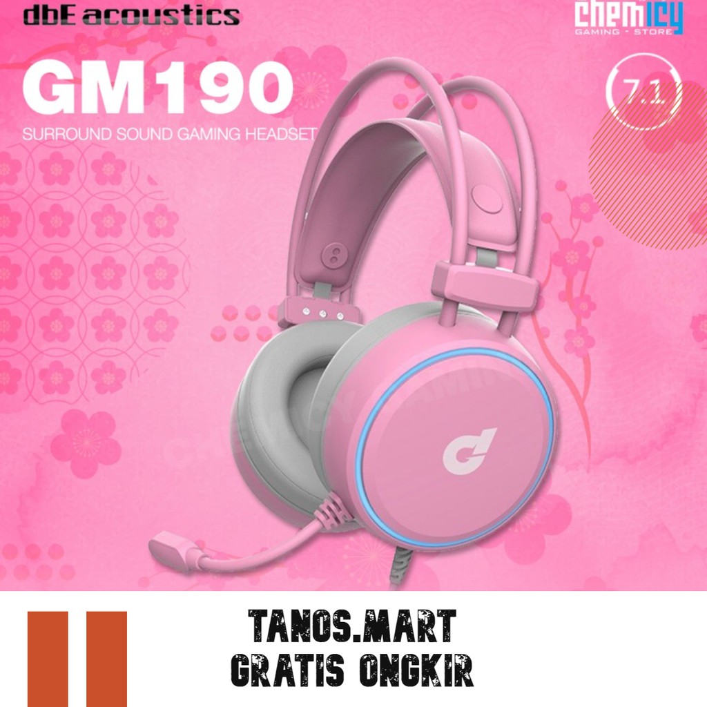 Headset Gaming dbE GM190 Pink Edition 7.1 Sport Music Surround Stereo Bass Hifi Mic Earphone Gaming
