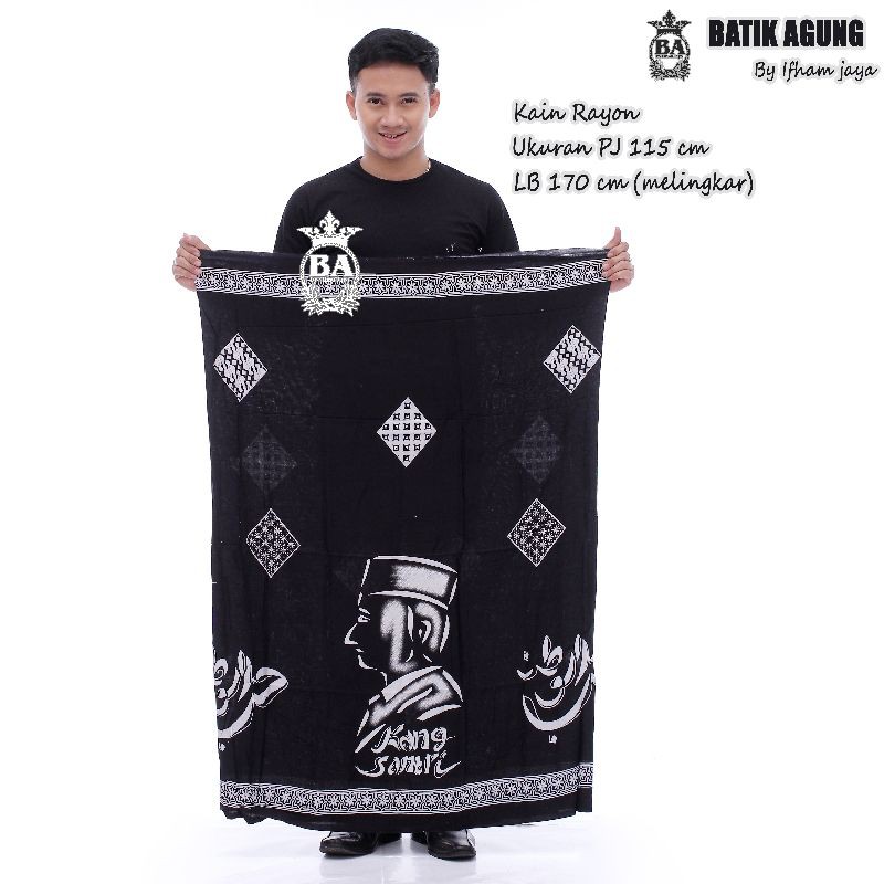 Sarung Batik VIRAL MOTIF KANG SANTRI KLASIK | SARUNG SANTRI PUTRA BAHAN GOYOR HITAM PUTIH