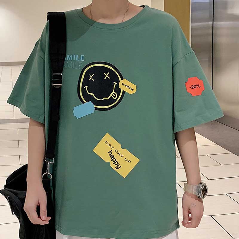 T-SHIRT FASHION EDITING SMILE02,2022 TERBARU,T-SHIRT OVERSIZE,KAOS PRIA DAN WANITA,KAOS UNISEX,T-SHIRT LENGAN PENDEK,KATUN 100%