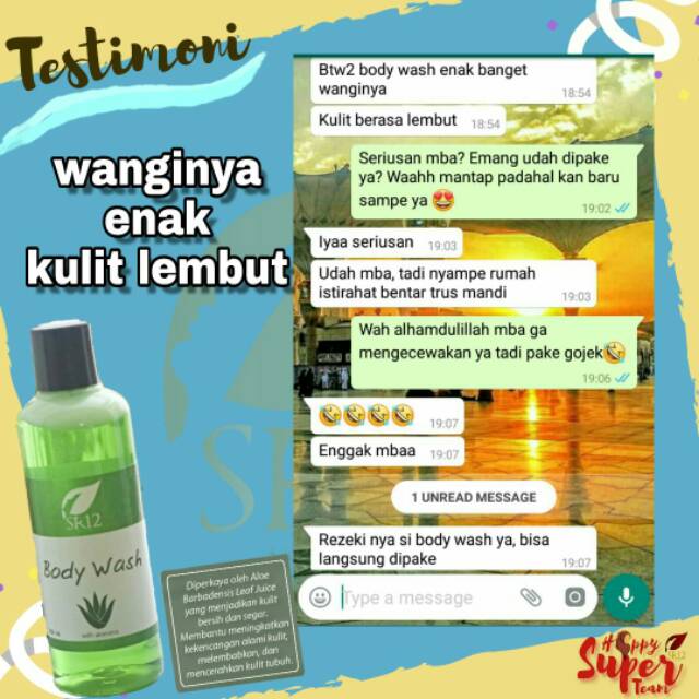 BODY WASH ALOEVERA SR12 BPOM / SABUN MANDI CAIR PENCERAH &amp; PENYEGAR KULIT / MEMBANTU MENGHALUSKAN KULIT