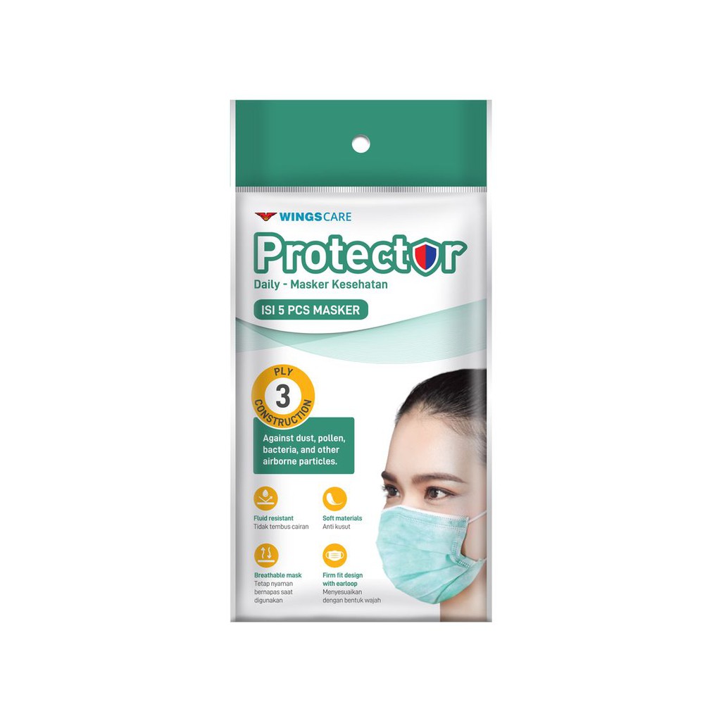 Masker Wings Protector 3Ply Earloop Isi 5pcs