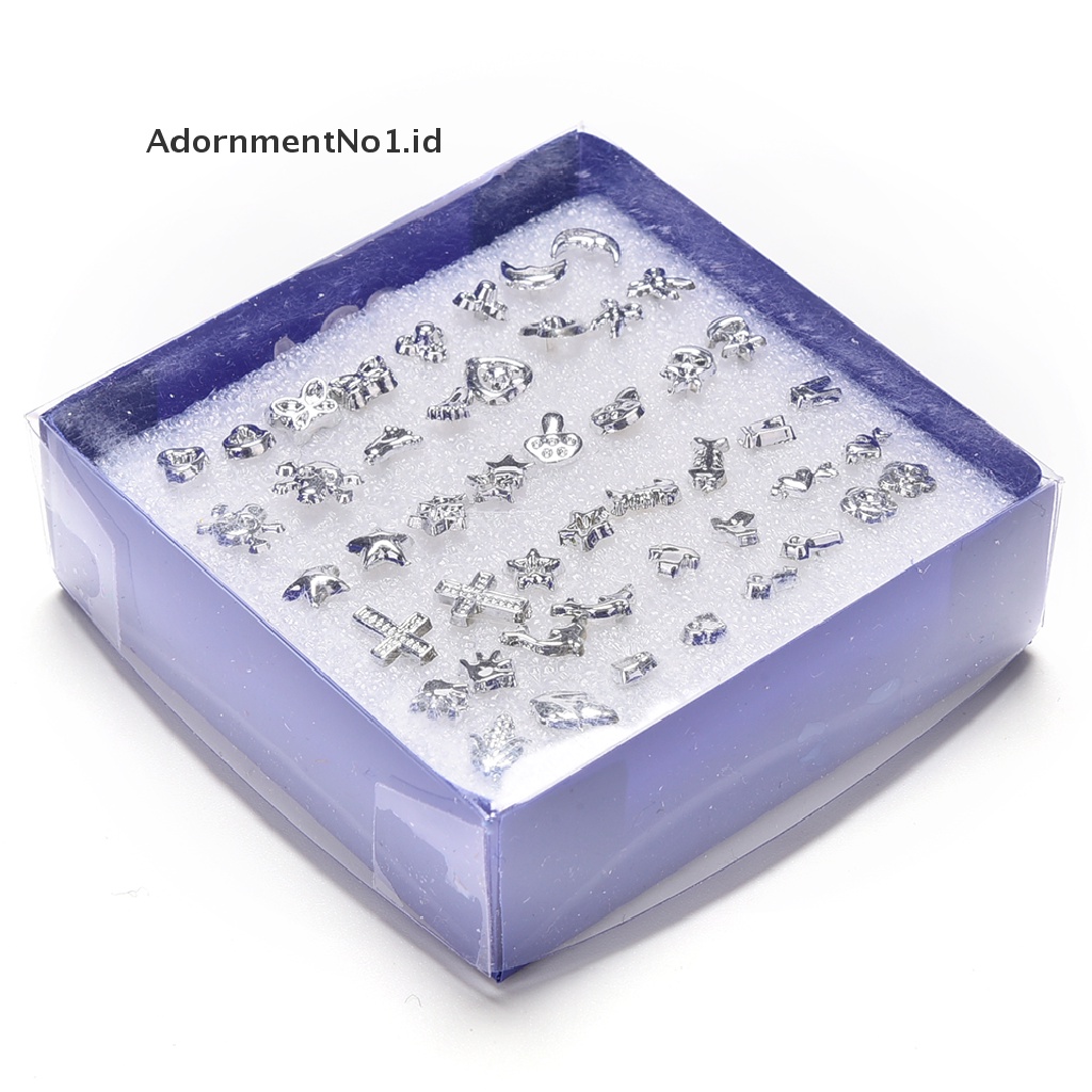 (AdornmentNo1) 24 Pasang Anting Tusuk Lapis Silver Bahan Plastik Untuk Wanita