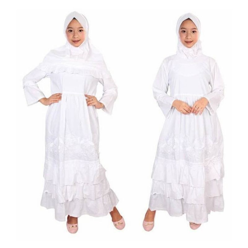 Gamis Anak Plus Kerudung Gema Khusus Putih