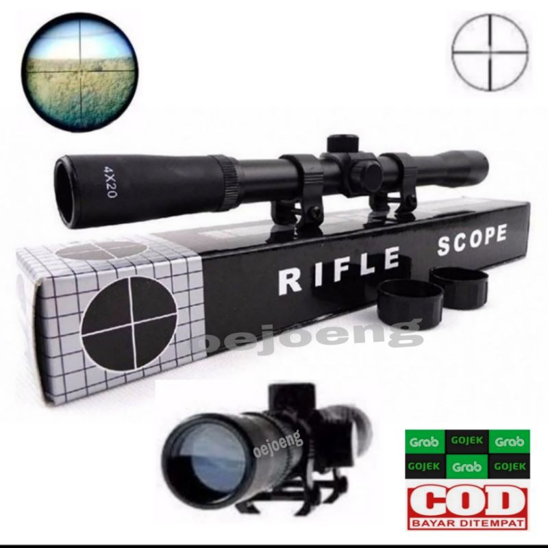 Telescope Teropong  Murah RIFLE SCOFE 4x20 Bhusnell Senapan Angin