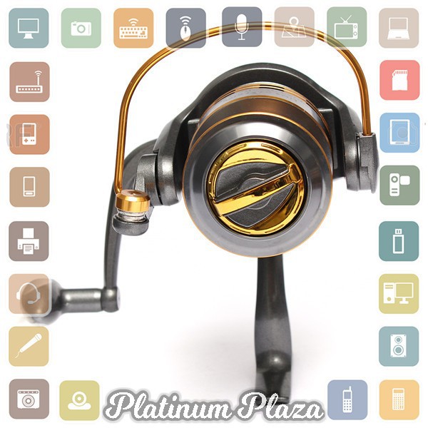 Debao Gulungan Pancing DB6000A Metal Fishing Spin Reel 10 Ball Bearing - Golden`7EDC4Z-