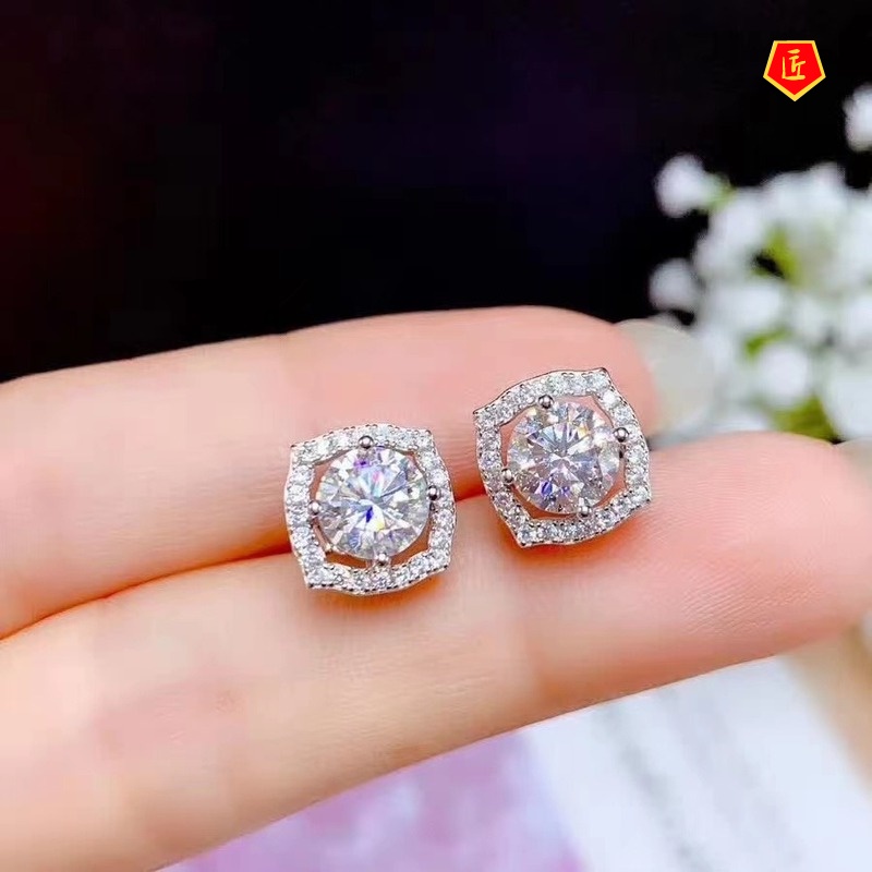 [Ready Stock]Simple and Stylish 1 Karat Moissanite Stud Earrings