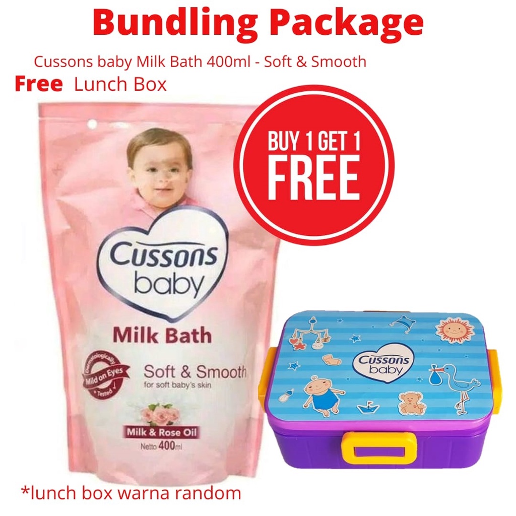 CUSSONS BABY Hair &amp; Body / Mild Bath Sabun Mandi Sampo 400ml 400ml / 100ml 100ml - Happy Fresh Free Lunch Box