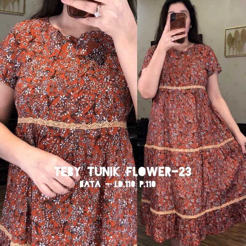 Daster arab Teby Tunik Flower-Bata-023-kode 023