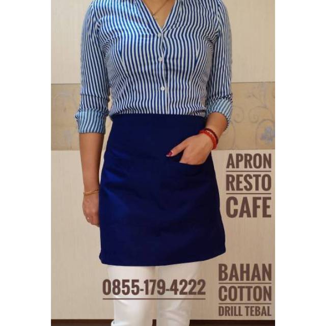 Celemek Apron Cotton Half Mini Hitam Untuk Resto &amp; Cafe