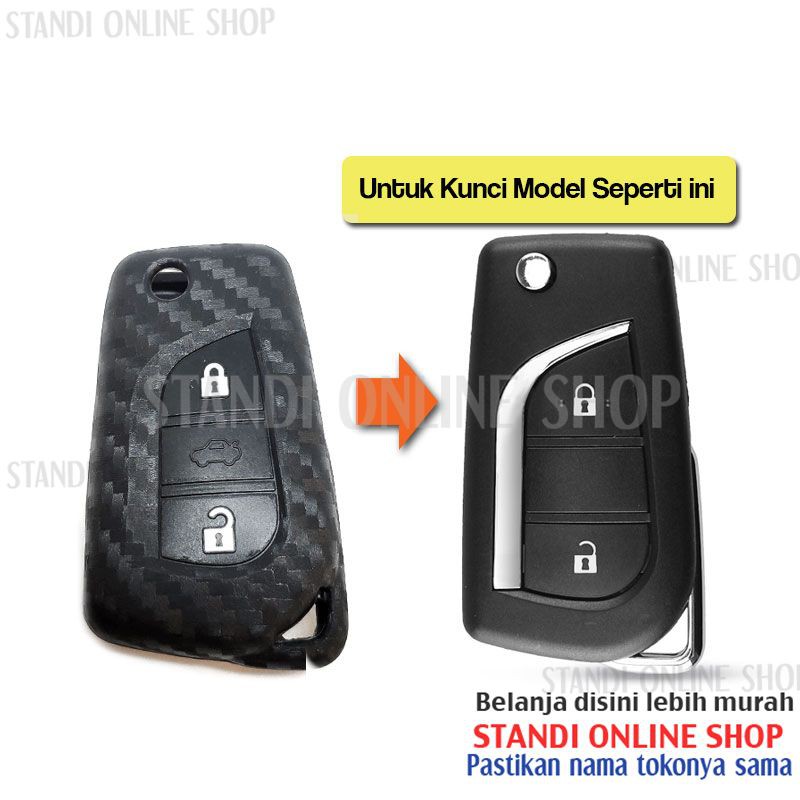 Kondom Kunci Silikon Carbon Remote Toyota Innova Reborn Fortuner