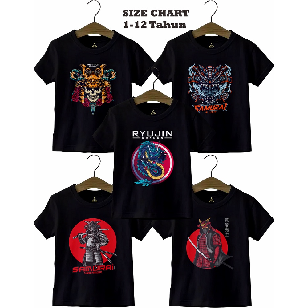 Kaos Anak Samurai Jepang Baju Samurai Jepang Anak Tanggung Umur 2-12 tahun