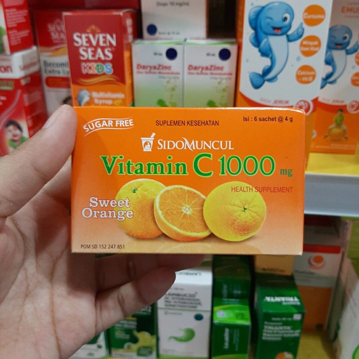 sidomuncul vitamin c 1000mg rasa jeruk isi 6 sachet