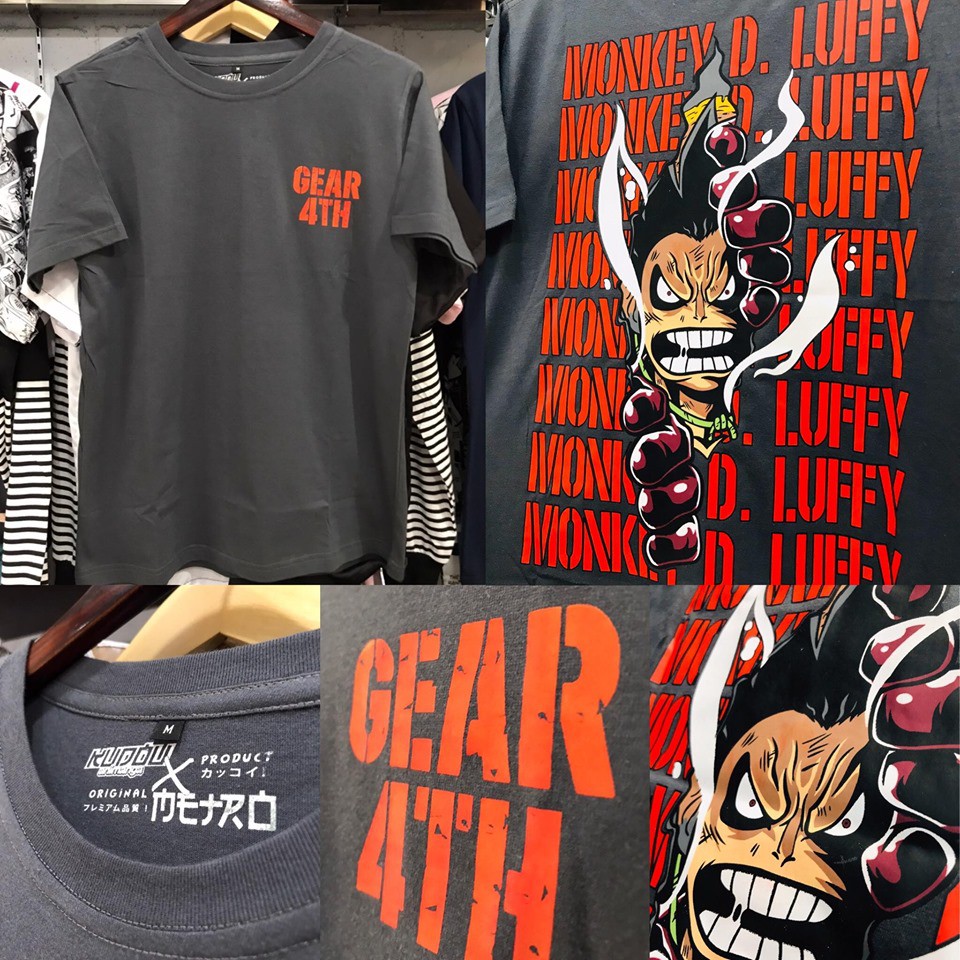 Tshirt Luffy gear 4th Onepiece Mugiwara color Grey