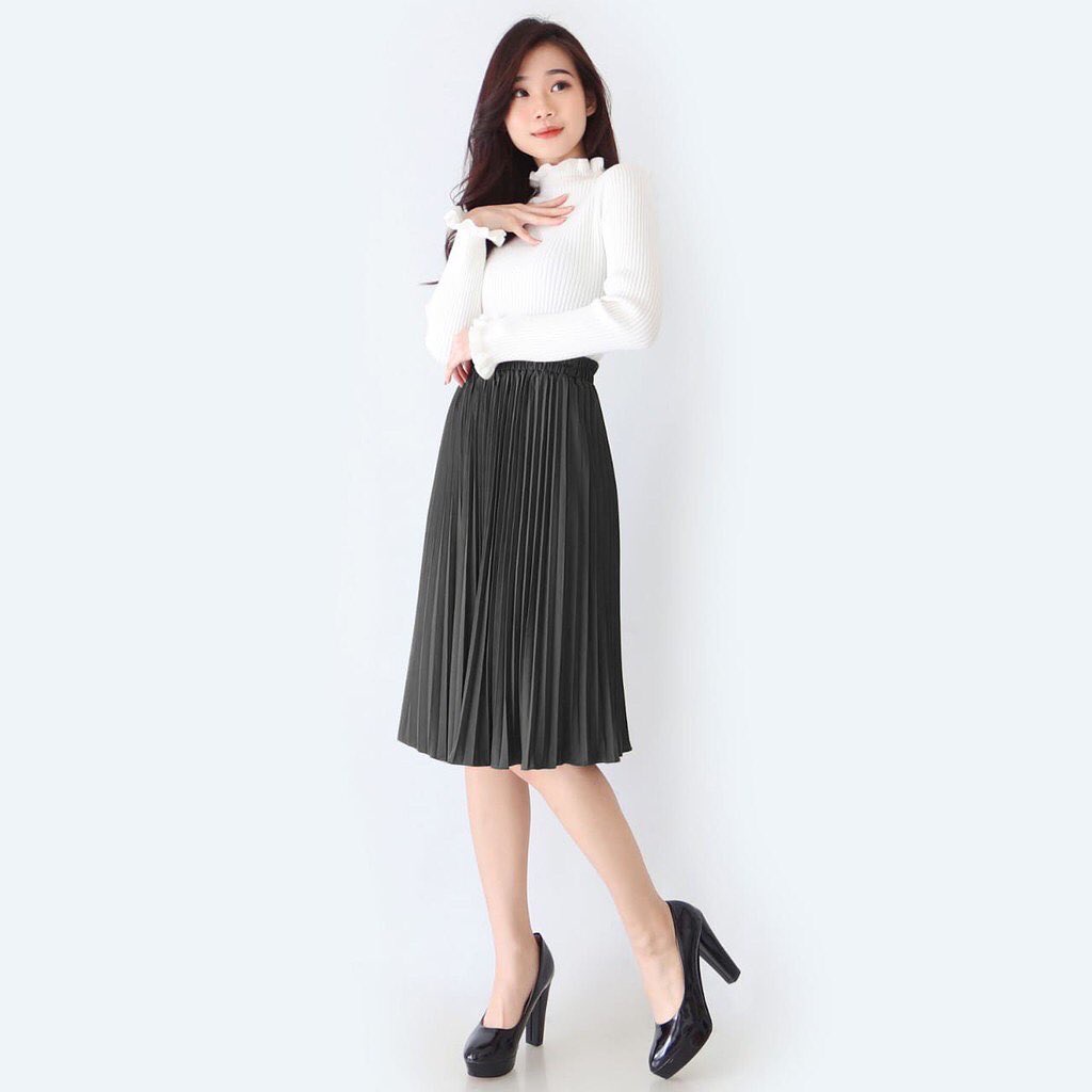 ROK PLISKET pendek selutut / rok wanita short / rok mini premium