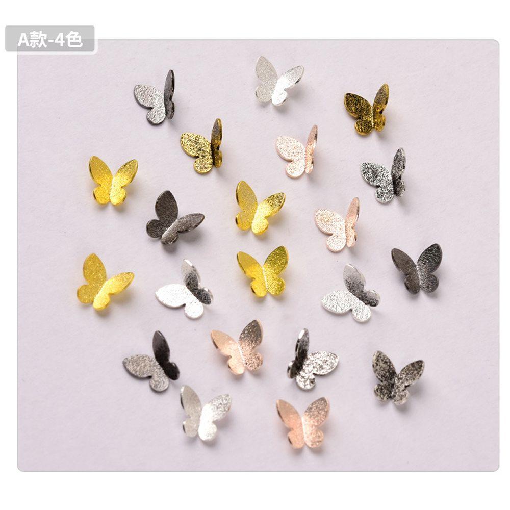 Mxbeauty Hiasan Kuku Rhinestones DIY INS Gaya Dekorasi Kuku Bahan Metal Frosted Butterfly