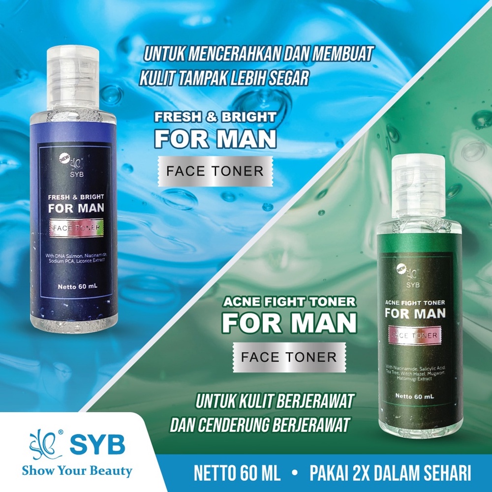 ❤ BELIA ❤ SYB Face Toner For Man 60ml Brightening &amp; Fresh | Acne Fight Toner | Toner Jerawat | BPOM