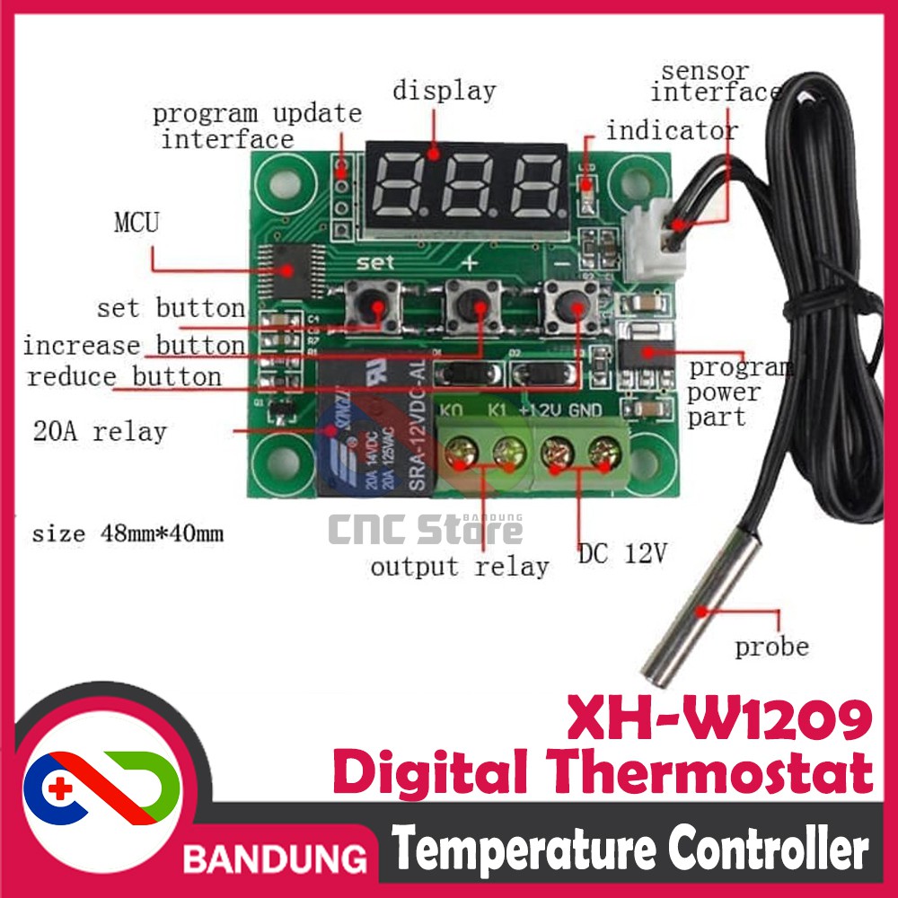 XH-W1209 DIGITAL THERMOSTAT TEMPERATURE CONTROLLER PENGATUR SUHU