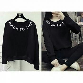 Baju Sweater Wanita Casual Polos Hitam