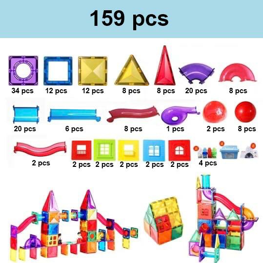 magnetic tiles 159 pcs learning resources