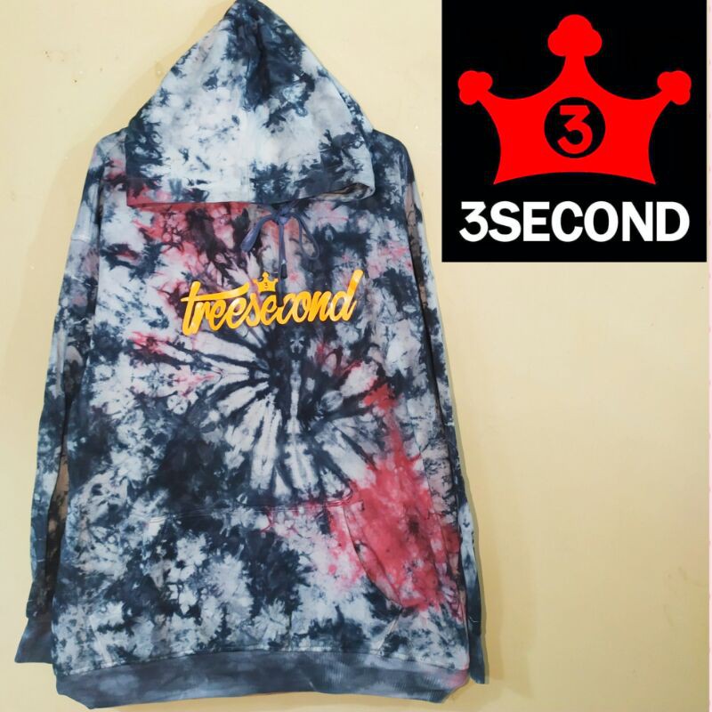 Hoodie tie die 3second rainbow hitam